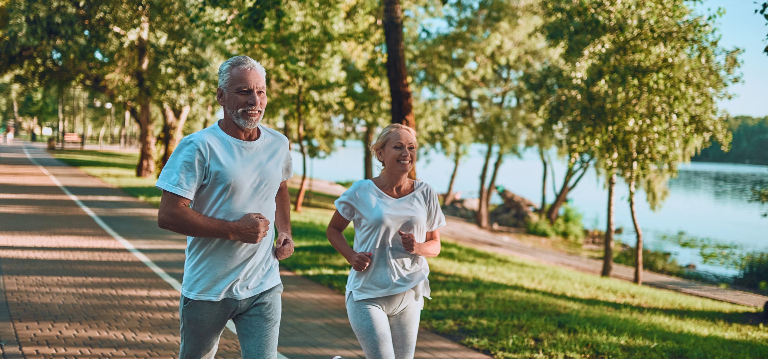 Senior couple doing sport outdoors